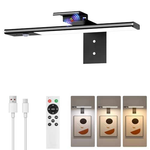 Picture Lights for Wall, 12'' Motion Sensor Rechargable Picture Light with 3 Color Temps , Dimmable Battery Wall Sconce for Wall Pictures with Remote, LED Art Light for Paintings, Gallery, Portrait