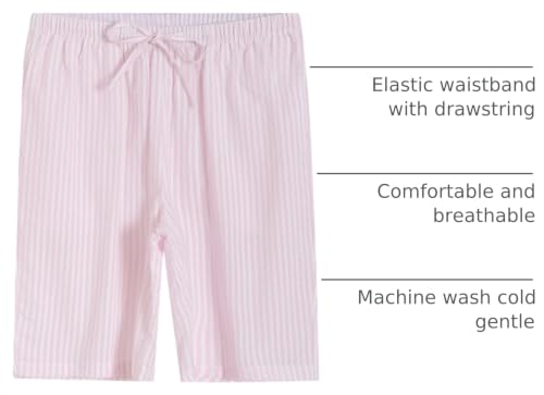 Image of Latuza Women's Cotton Bermuda Long Pajama Shorts Seersucker PJ Sleep Shorts