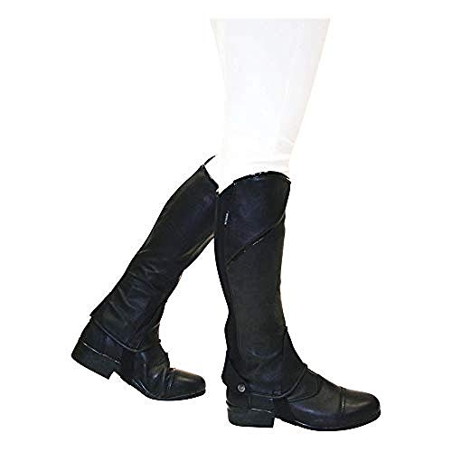 Dublin Childrens Kids Stretch Fit Half Chaps (Childs Small) (Black Patent Piping)
