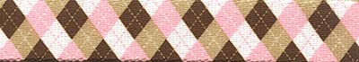 Image of Yellow Dog Design Pink and Brown Argyle Step-in Dog Harness, Small-3 /4 Wide and fits Chest of 9 to 15 inch