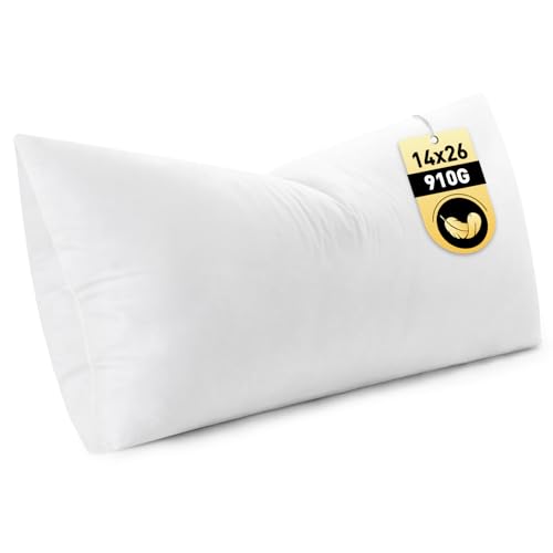MIULEE 14x26 Inch Down Feather Pillow Insert with Cotton Fabric