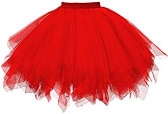GOOBGS Musever 1950s Vintage Ballet Bubble Skirt Tulle Petticoat Puffy Tutu Red Small/Medium