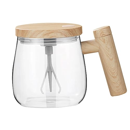 Electric High Speed Mixing Cup 400ml 7000 Rpm Self Stirring Coffee Mug Glass Mixing Coffee Mug High Borosilicate Glass Waterproof Self Stirring Cup for Milk Protein Powder (Battery Not Included)