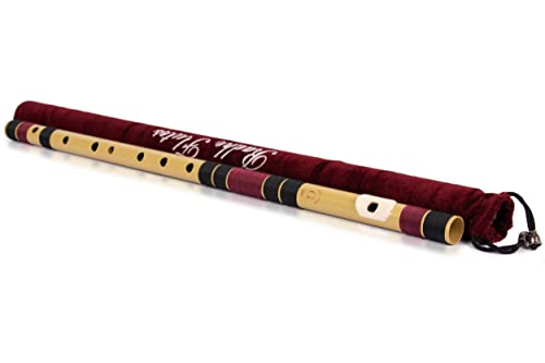 Image of Radhe Flutes PVC Fiber Bass G With Velvet Cover (Beige Flute With Black & Maroon Threads)