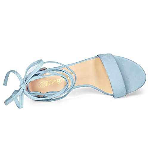 Allegra K Allegra K Women's Lace Up Strappy Heels Sky Blue Chunky High Heels Sandal 6.5 M US