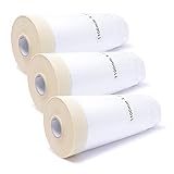 gws Maler-Abdeckfolie mit Krepp-Klebeband 3 Rollen Faltmasker für Maler- & Gipserarbeiten Maskerband in Profi Qualität je Rolle 1100 mm x 33 m