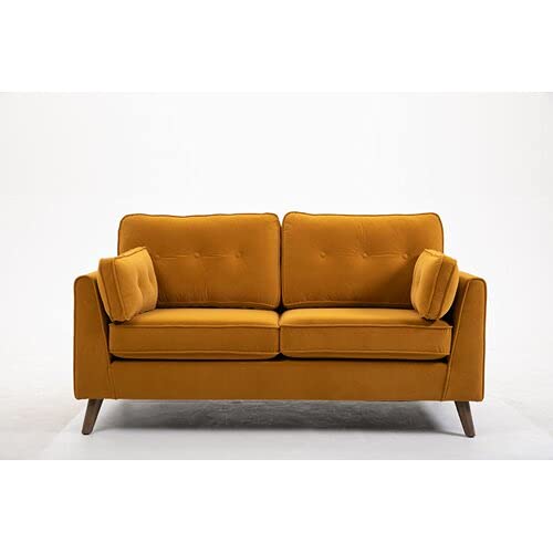 Sofa Set T&T Co. Wide Tufted Armchair Stylish Modern & Luxury Furniture Single Double & Triple Seater Lounge | Living Room | Bed Room (1 Chair 2 Seater, Yellow)