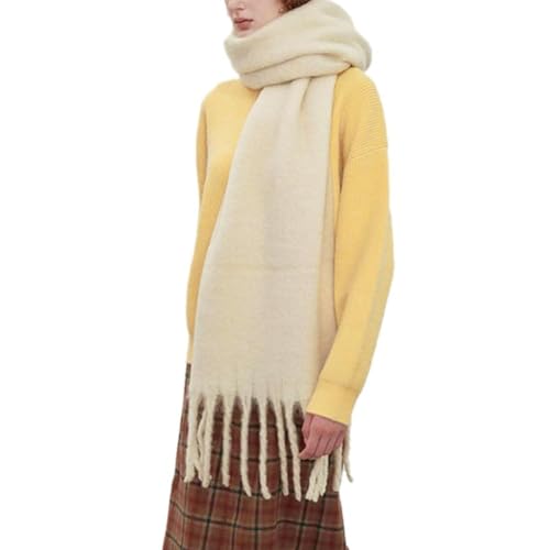 LUCKKY Fashion Imitation Wool Scarf, Mode Nachahmung Wolle Schal, Damen Wollschal, Winter Warm Schals für Damen, Weiche Dicke Tücher Und Wraps (Beige)