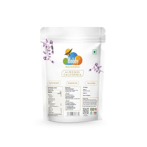 Image of Hobby Raw California Almonds 250g (Pack of 3) | Raw Whole American Badam Giri | Handpicked Crunchy Dry Fruits | Rich in Protein, Magnesium & Fiber | Healthy Snacking Nuts