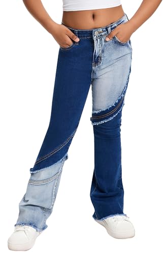 Jeans évasés déchirés pour filles de style rétro chic