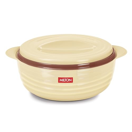 Image of MILTON Aspire 1500 Serving Casserole, Double Walled Inner Stainless Steel, PU Insulated Kitchen Hot Pot, Keeps Food hot & Fresh for Roti, Biryani, 1180 ml, Beige