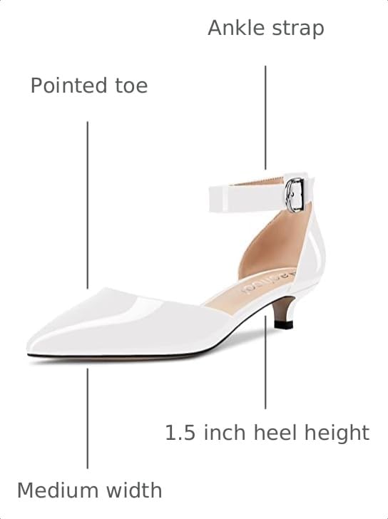 Image of Aachcol Women Kitten Low Heel Ankle Strap Pumps Pointed Toe Sandals Dress Shoes Party Office Wedding 1.5 Inch