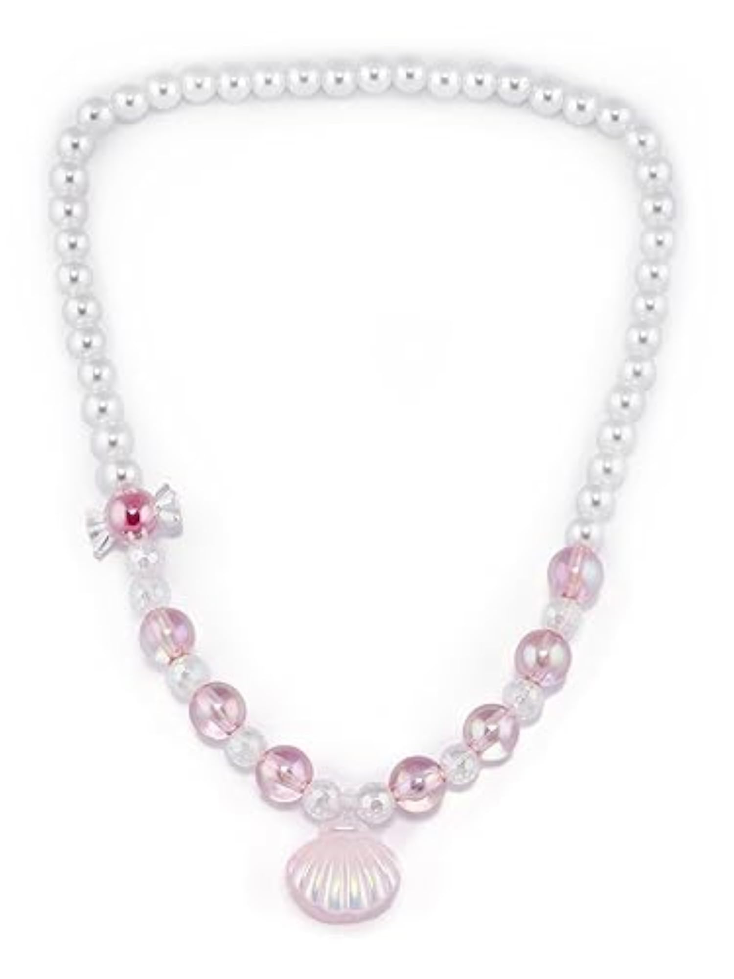 Girls White Pink Beaded Jewellery Set