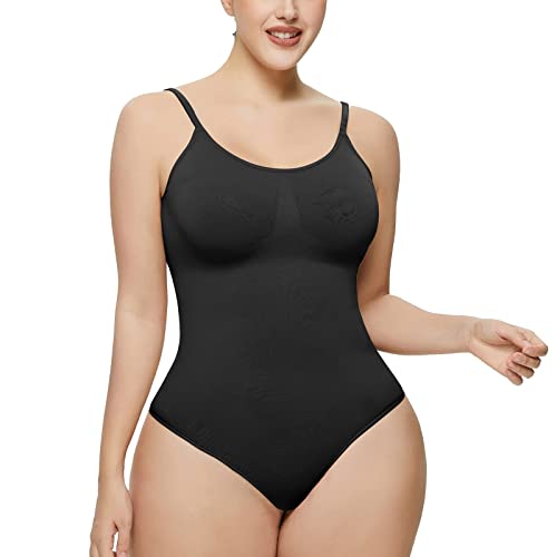 Shffuw Sujetador Bandas Antirozaduras Muslos Mujer Body Grande Sin Costuras para Mujer Corsé Ajustado Elástico Dividido Ajustado Talla Grande Pantys Reductores Black S