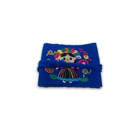 Traditional Mexican Artisanal Waist Belt, blue lele maria doll Decorative Embroidery3