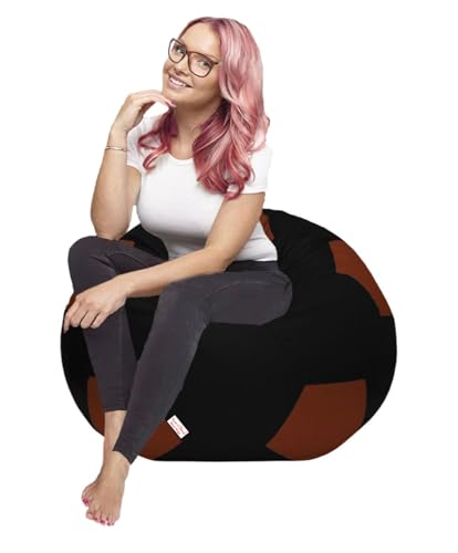 Image of RnS Rest 'n' Sleep - Bean Bag Football Chair Filled with Beans for Living Room, Bed Room for Relaxing, with 1 Year Warranty (Tan /Black, XXXL)