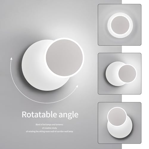 Image of Modern LED White Wall Sconces Set of Two Acrylic Wall Lights Lighting Fixture 6000K White Light 8W Dimmable Wall Lamp Round Sconces Wall Lighting for Indoor Bedroom Bedside Hallway