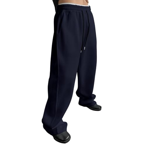 Men's Baggy Pants 2025 Drawstring Waist Wide Leg Sweatpants Loose Casual Winter Joggers Trousers with Pockets