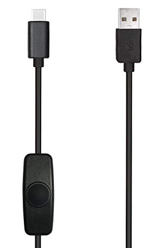 HomeSpot USB 2.0 to USB C Extension Cable 5ft – 1.5m Long with On Off Click Button Power Switch e Compatible with Raspberry Pi4 Model B Samsung Huawei Smartphone Tablet
