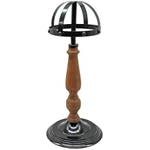 Owlgift Vintage Style Metal & Rustic Brown Wood Stem Freestanding Black Metal Hat Rack/Wig Holder Storage Display Stand Black
