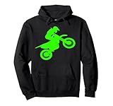 Dirt Bike Rider Silhouette (Neon Green) Pullover Hoodie Pullover Hoodie
