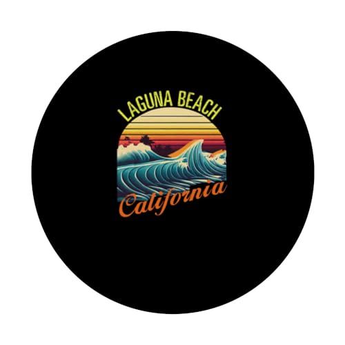 Laguna Beach Retro Surf Apparel & Beachwear, Laguna Beach PopSockets Swappable PopGrip, Black - Image 3