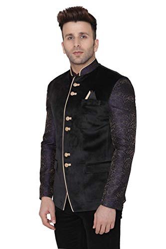 Image of WINTAGE Men's Jacquard Grandad Bandhgala Coat Nehru Modi Blazer : Multiple Colors