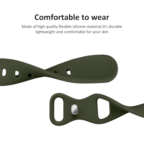 Image of Thin Slim Band Compatible with Apple Watch 38mm 40mm 41mm 42mm 44mm 45mm 46mm 49mm, Replacement Silicone Sport Strap for iWatch Series 11 /10 /9 /8 /7 /6 /5 /4 /3 /2 /1 Ultra SE Women Men, Army Green