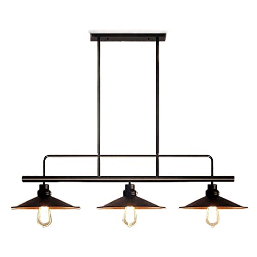 Pendentif suspension en métal noir à trois sources lumineuses pour table