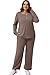 WIHOLL Lounge Sets for Women Two Piece Outfits Plus Size Fall Fashion Chocolate Brown Clothes Sweat Set Casual Travel Track Suits 2 Piece Loungewear Pajamas for Women Matching Sets Winter Clothing XXL