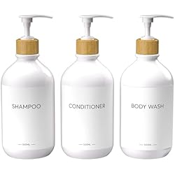 Dispensador Gel Ducha Ikea Juego de 3 Botellas dispensadoras de jabón de Ducha para champú, acondicionador y Gel de baño (500ml), Botellas vacías Recargables con Bomba de baño.