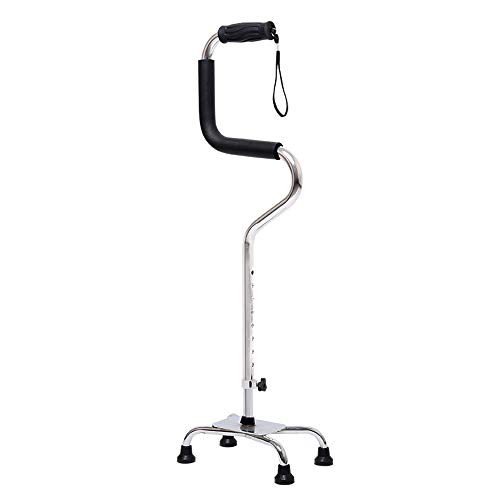 Canne de marche décalée réglable wisdom #2 avec lampe LED et quatre pieds pour senior