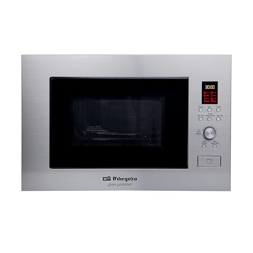 Orbegozo MIG 2330 - Microondas encastrable, 23 litros, cuerpo acero inoxidable, función grill, modo combi, protección infantil, 900 W