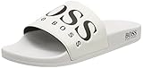BOSS Herren Solar_Slid_Logo Pantoletten, Weiß (White 100), 41 EU