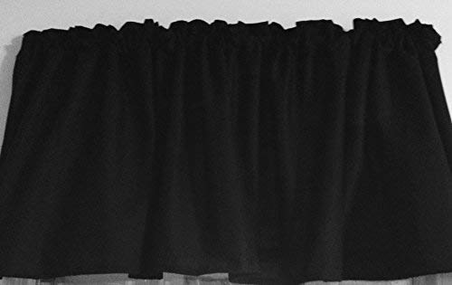 HandMade in USA 15" Long x 52" Wide Unlined Window Curtain Valance Made from Solid Black Cotton Fabric