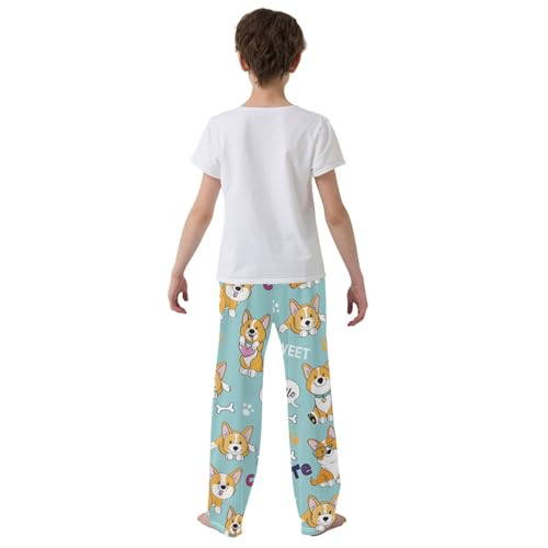Boys' Pants Blue Corgi Dog Animals Long Bottoms Jogger Pants Elastic Waist Trousers with Pockets S-XL3