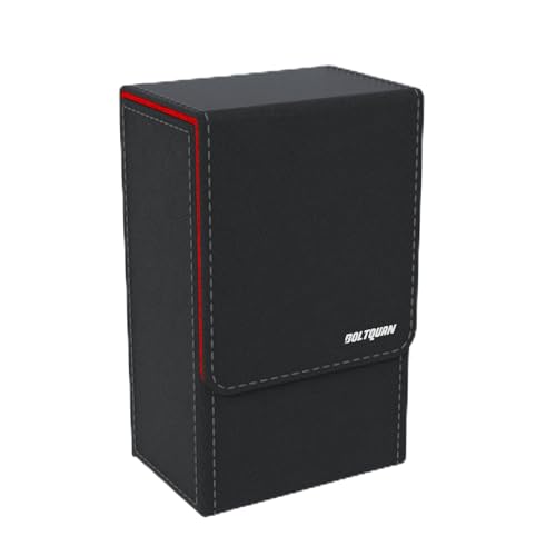 Black Tarot Card Holder with Red Interior; Fold Top Tarot Card Box Case with Magnetic Lid Closure; Fits Standard Tarot Card Deck; Holder Measures Standard Size 5.39 x 3.38 x 2 In (137*86*51mm) (Red)