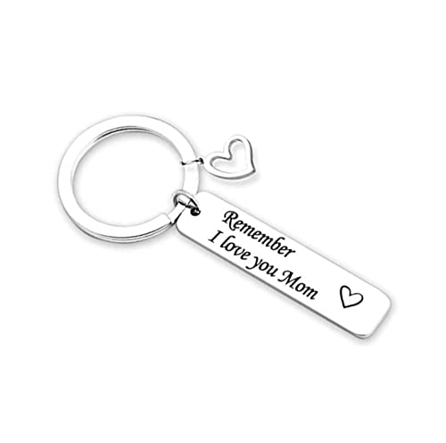 Wycian Llaveros Plata, Llavero Bride Grabado Recuerda Te Amo Mamá Acero Inoxidable 45X10MM para Hombres Mujeres Amigo Cumpleaños Aniversario