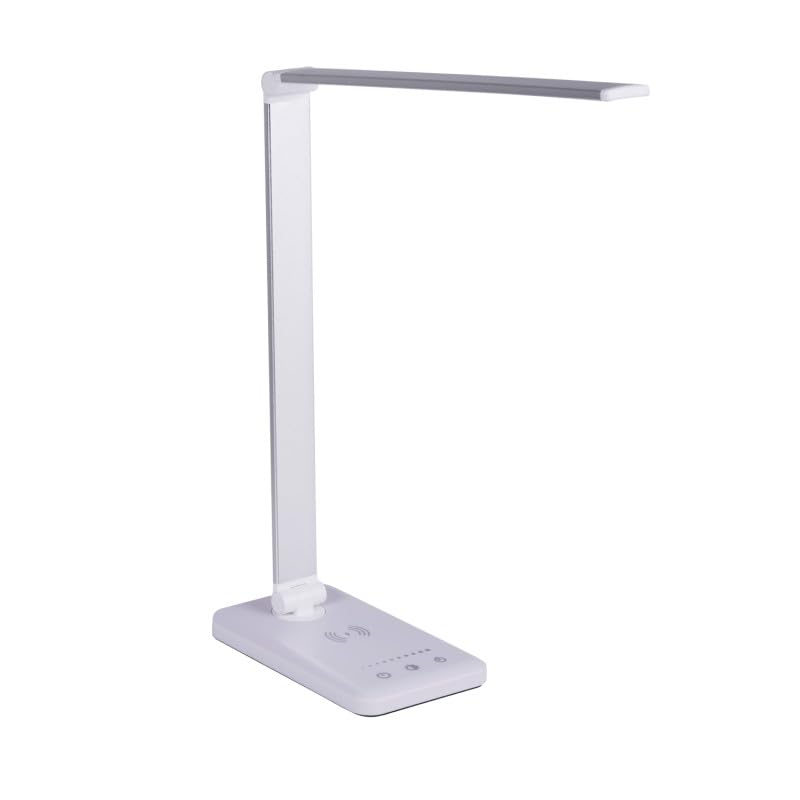 Lámpara LED de Escritorio con Cargador Inalámbrico y USB, 5 Modos de color y 10 Niveles de Brillo, Protección Ocular, Control Táctil, Temporizador - Flexo LED Escritorio para Leer, Estudiar | Greenice