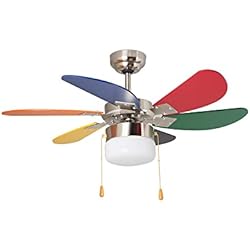 Orbegozo CC 65085 - Ventilador de techo con luz, 6 palas multicolor, diámetro 85 cm, potencia de 45 W, 3 velocidades