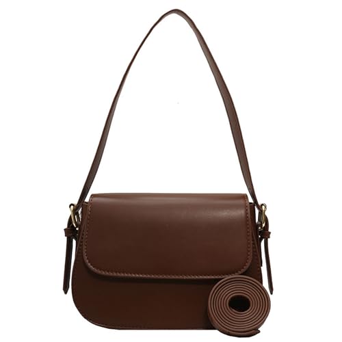 Women Casual Saddle Shoulder Bag Flap purses Vegan Leather Underarm Handbag Retro Crossbody Purses with Replacement Strap