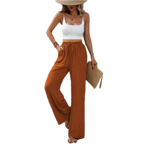 Palazzo Pants for Women Wide Leg High Waist Pant Casual Summer Beach Vacation Clothes Drawstring Trousers