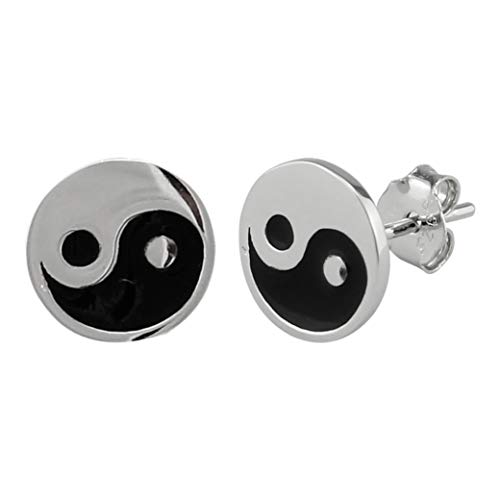 Serebra Jewelry Yin Yang Boucles d'oreilles en argent sterling 925 pour femme, Argent sterling