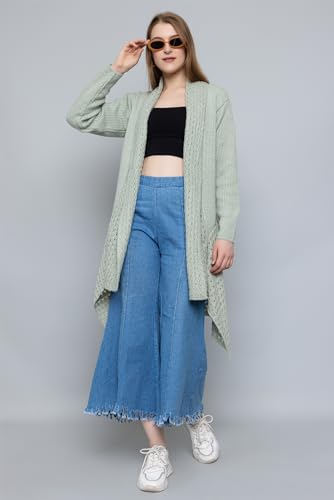 Image of Wear lusso Women's Woolen V-Neck Open Front Shrug Cardigan | Long Sleeve Winter Sweater for Girls & Ladies | Stylish Warm Outerwear in Trendy Colors
