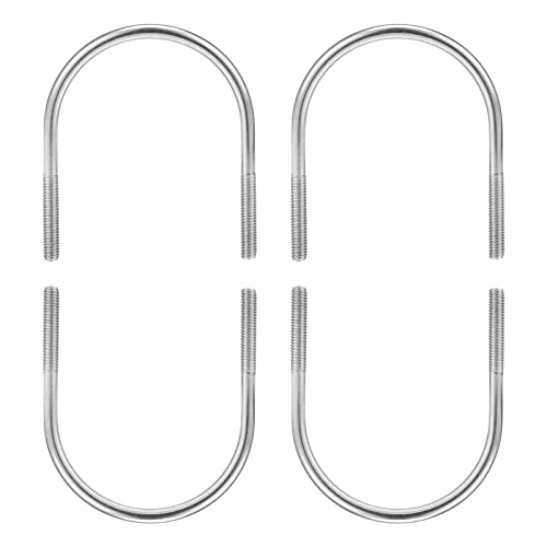 Image of DTGN 2-3 /8 inchx3.19 inch(DXL) Round U-Bolts - 4Pack - Good for Construction Industry - 304 Stainless Steel Round Bend U Bolt - Silver