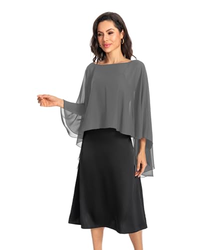 Image of Baoqiya Chiffon Capes Sheer Capelets Long Cape Poncho For Women Plus Size