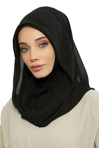 Aisha's Design Pre-tied Cotton-Chiffon Scarf for Women Practical Veil Instant Scarf Hijab Stylish Design
