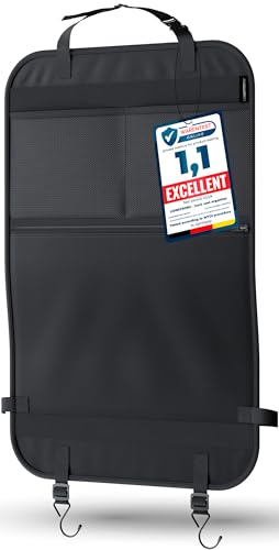 LIONSTRONG Organizador asiento coche - universal multi-bolsillo protector trasero del asiento de coche para niños - kick mats (negro)