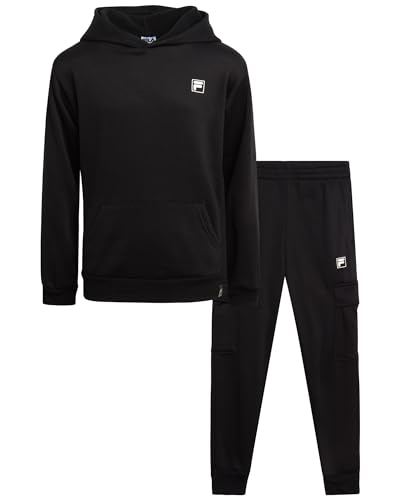 Fila Boys' Tracksuit Set - 2 Piece Performance Fleece Active Hoodie Sweatshirt and Jogger Sweatpants for Boys (Sizes: 8-12)