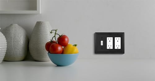 Image of Henne Bery Sunken Pearls Heavy Duty Decorative Wall Plate Switch Plate Outlet Cover (Single Toggle /Double Decorator, Matte Black)